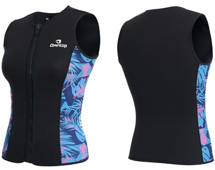 Owntop Ärmellose Neoprenanzug Oberteil Damen | 3mm Thermische Neoprenweste | Neoprenanzug Jacke | Warm Bequem | Surfen Schnorcheln Schwimmen Tauchen | Schwarz&Rot L
