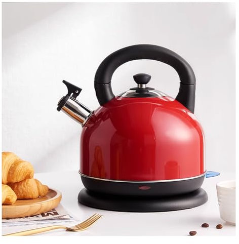 Bollitore Elettrico, Acciaio Inox, Base di rotazione a 360°, 2000W, Spegnimento Automatico all'ebollizione con protezione Boil-dry, BPA Free (Rosso, 3L)