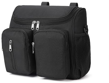 Fexkean Baby Pushchair Organiser,Multifunctional Pram Stroller Organizer,Adjustable Shoulder Strap,Large Capacity for Baby Essentials,Used as Carry-On Handbag-Universal Fit All Buggy Models(Black)