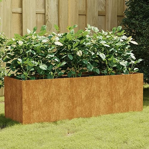 Festnight Hochbeet Metall Cortenstahl 120x40x40 cm Hochbeete für Garten Balkon Terrasse Kräuterbeet Pflanzkübel Gemüsebeet Pflanzkasten Hochbeet Blumenkübel Blumenkasten