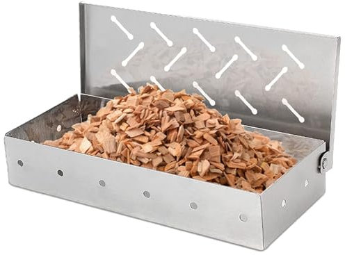 Scatola per affumicatore per barbecue, in acciaio inox, per barbecue e trucioli di legno, ottimo accessorio per grigliare in interni ed esterni, barbecue a carbonella, griglia per carne
