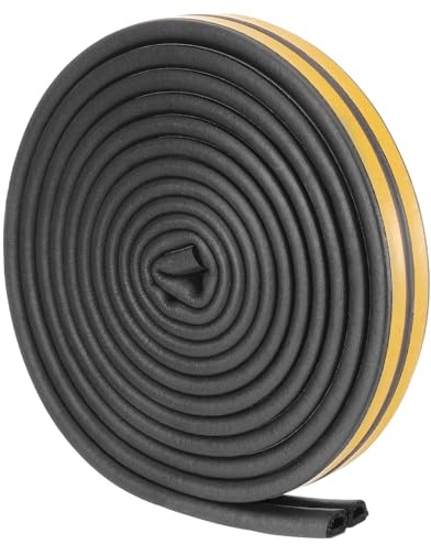 2 cintas para burletes para ventana de puerta, 6 m, autoadhesivas, cinta de espuma de sellado tipo D contra corrientes de aire frío/anticolisión/insonorización/impermeable/resistente al polvo (negro)