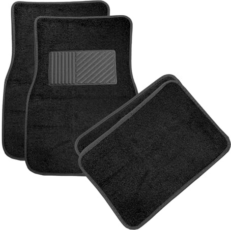 MUQIDA 4PCS Car Floor Mats, Anti-Slip Waterproof Car Carpets with Safety Heel Pad, Heavy Duty Floor Mat for All Weather Protection, Universal Trim to Fit for Sedans Trucks SUVs (Black)