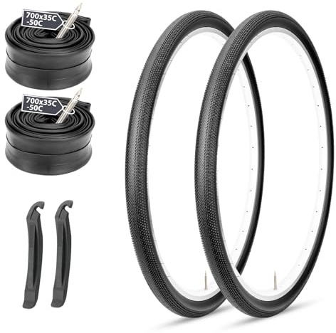 MOHEGIA 700c Gravel Bike Tires Set: 2-Pack 700x40c/42-622 mm Folding Bicycle Tires and Pair Inner Tubes with Tire Levers All-Terrain