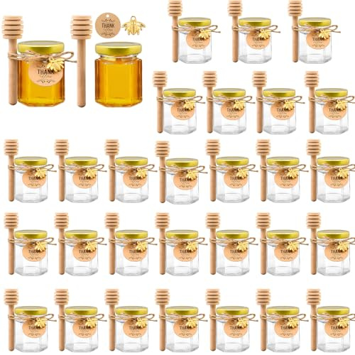 YFNVH 30 Stück Klein Honiggläser mit Deckel, 85ml Mini Honiggläser