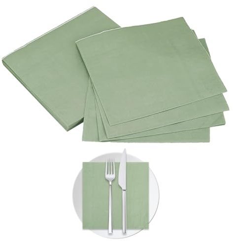 60 Stück Servietten Salbeigrün, 2-Lagige Servietten Grün | ServiettenEukalyptus Grün für Hochzeit Party Geburtstag Abendessen (25 x 25 cm)