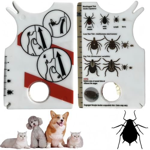 Ti/ck Card for Dogs and Cats,Ti/ck Remover Tools with Magnifying Glass,Easy Removal of Ti/cks,Pet Ti/ck Catching Tool,Ti/ck Repellent for Humans,Removing quickly,Convenient and Effective for Pets