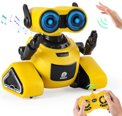 Highttoy Ferngesteuerter Roboter Kinder mit Gestensteuerung, LED-Augen und Musik, Wiederaufladbares RC Roboter Spielzeug Geschenk ab 3 4 5 6 7 8 Jahre Jungen Mädchen