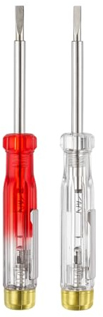 Buscapolos de destornillador 140 mm – Comprobador de tensión 230 V, hoja niquelada, clip de bolsillo, aislamiento para electricistas – Juego de 2 unidades LEMAG SRL