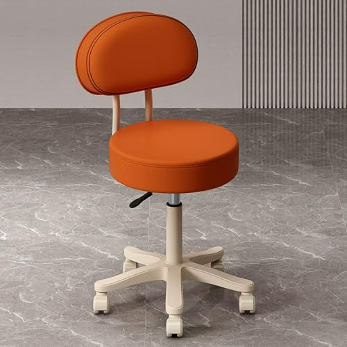 Taburete rodante con soporte para la espalda, taburete de peluquero de altura ajustable, giro de 360 grados, taburetes rodantes con ruedas, altura ajustable de 17 a 21 pulgadas