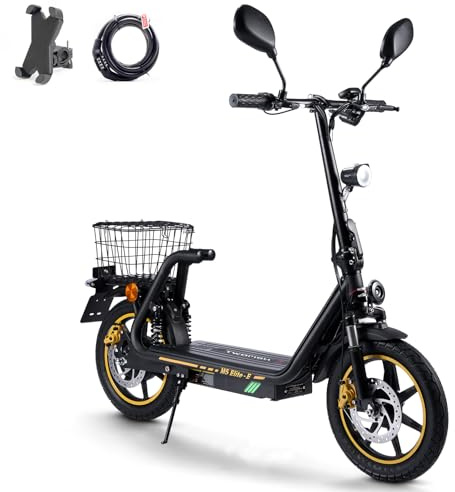TWOFISH E Scooter mit EEC zugelassenl, Elektroroller Erwachsene mit 48V 13Ah Akku und 500W Motor, 30 km Reichweite, 14 Zoll Reifen, Geschwindigkeiten, Vorder- & Hinterfederung, M5 Elite E (Schwarz)