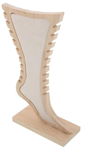 Beavorty Espositore per Cavigliere in Legno Massello a Forma di Piede Beige, Porta Braccialetti e Collane da Banco per Mercati e Negozi, Organizer Gioielli Stabile e Portatile
