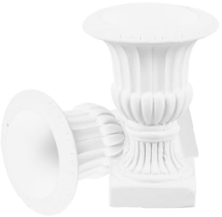 HOMSFOU 2pcs Miniature Roman Column Planters Mini Plastic Urn Flower Pots for Dollhouse Accessories Outdoor Decor Miniature Crafts for Wedding Scene