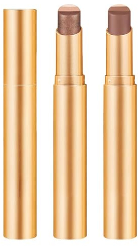 2 Pezzi Ombretto Stick 3 Colori in 1 Confezione, Ombretto Cremoso Glitterato a Lunga Durata e Impermeabile, Sfumato Brillante Matita Eyeliner Illuminante per Trucco Occhi Donna