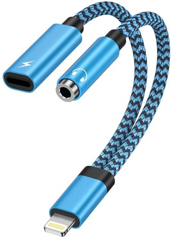 2 in 1 Lightning auf 3,5 mm Kopfhörer Adapter und Laden [MFi Certified]