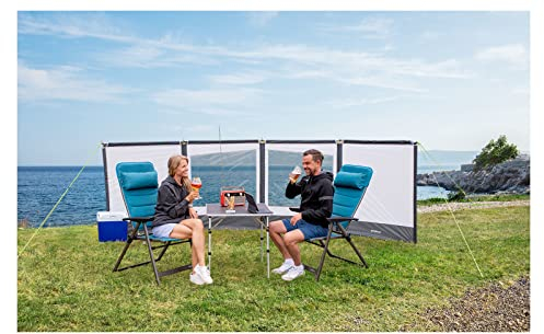 BERGER Camping Windschutz 130 x 460 cm | Sichtschutz Garten - Strand Windschutz mit Sichtfenster, Outdoor | Sichtschutz kann als Zeltplane für Picknick, Grill verwendet Werden