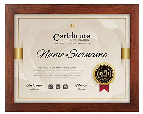 RPJC Document or Certificate Frames Made of Solid Wood High Definition Glass and Display Diplomas 8.5x11 Inch Standard Paper Frame Brown