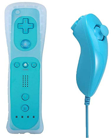 Beliefing Manette Wii et Nunchuck, télécommande Nintendo Wii et Nunchuck avec étui en silicone et dragonne pour Wii et Wii U
