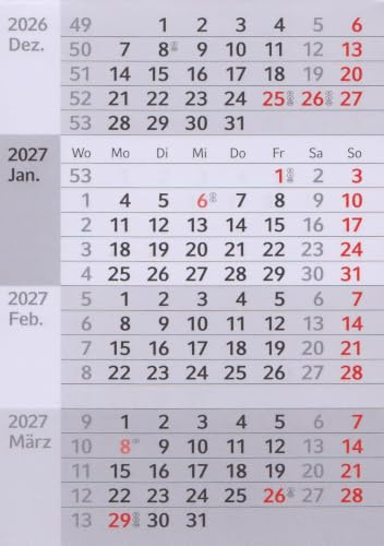 HiCuCo 4-Monats-Kalenderblock für 2027 - magnetisch - passend für Tischkalender Edelstahl TypC/E/P