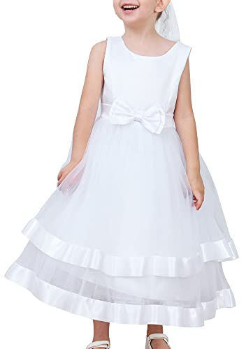 Sunny Fashion Girls Dress Sleeveless White Ball Gown Wedding Party Pageant Age 12 Years