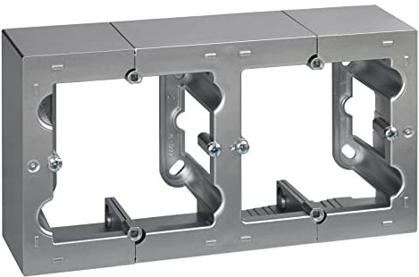 SIMON - Caja de Superficie Doble, Base Enchufe para Empotrar, Serie Simon 10, Apta para Interiores (IP20), Fácil de Instalar, Dos Elementos, Color Aluminio