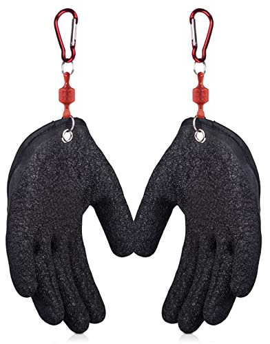 TAIZER 4PCS Gants Pêche Gant Pêche Anti-Coupure Anti-Crevaison Gants Pêche Étanche avec Magnétisme Boucle Gant Chasse Main Gauche Droite pour Pêche Plein Air Manipuler Sécurité Brochet Silure Sandre