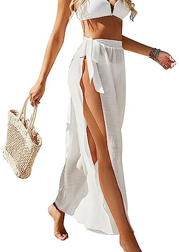 Paréo Femme Bohème Wrap de Plage, Cache Maillot, Jupe Bikini Écharpe Robe, Maillot de Bain en Mousseline, Couverture de Bikini Wrap Ouverture Latérale