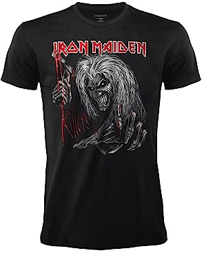 Camiseta Iron Maiden Killers Oficial Rock Negra. Banda de Metal Pesado. Algodón. Unisex. Adulto Niño.