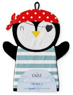 Rungassi Kinder Waschlappen Waschhandschuh Thema Kleiner Liebling (Pinguin)