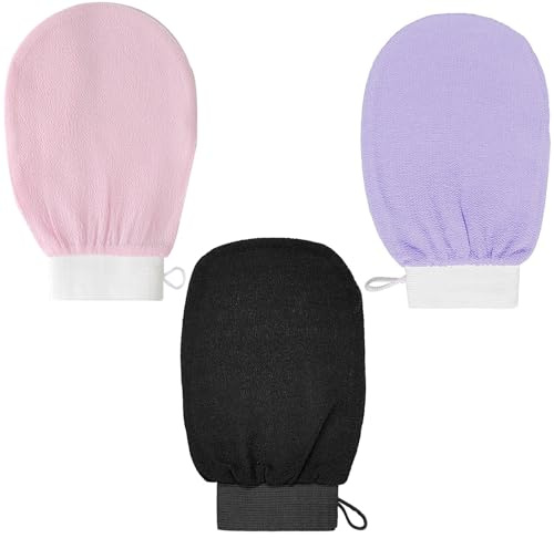 Exfolierande handskar, 3 st bad spa exfolierande vantar exfoliering skrubbvantar vantar kroppsskrubb exfolierande handskar skala vante skrubbande kroppsskrubbhandske för duschbad (15 x 20 cm)