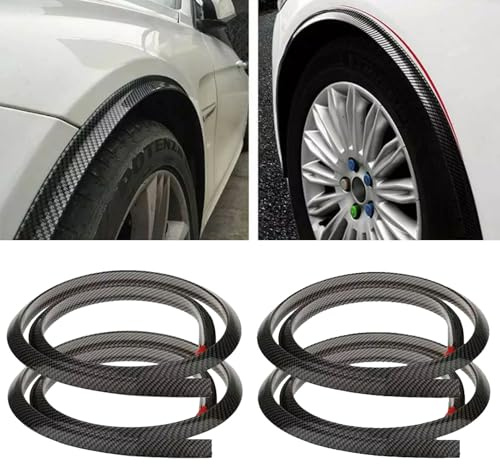 DuDuZui 1.5m/4.9ft Universal Mudguards Car Wheel Fender Extension Moulding Flares Auto Tyre Eyebrow Trim Strip Stick out Edge for Car Protector and Decoration, Carbon Fiber, Pack of 4 PCS