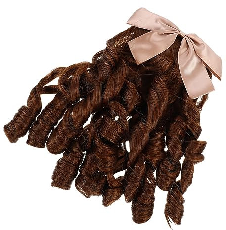 TOVINANNA Curly Ponytail Hairpiece Wig Long Extension Light Brown for Women Vintage Costume Cosplay Headdress