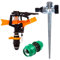Rasensprenger mit Erdspieß Impulsregner Gartensprenger Gartensprinkler und Schnellverbinder, Kreis- und Sektorenregner Rasensprenger mit Pulsation 360°Verstellbarer Kreisregner zur Rasenbewässerung