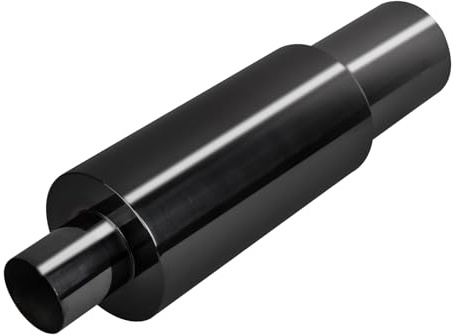 Krtopo Silencieux d'Échappement Voiture 2,5(63MM) Pot d'Échappement Acier Inoxydable Bruit Echappement Sport Voiture Résonateur Diesel Embout Silencieux Turbo Droit Universel SUV Camionnette (Noir)