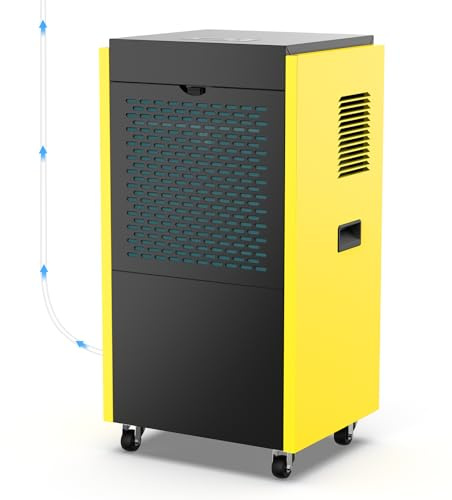 DAHTEC Bautrockner Luftentfeuchter Keller 90 L/Tag mit Integrierte Pumpe | Entfeuchter elektrisch für Baustellen & Keller bis 260m²/650m³, 24Hr Timer Innenbereich Trocknungsgerät für Große Räume