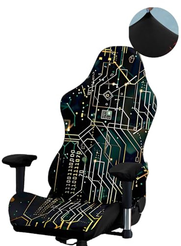 Tedkoo Funda para Silla Gaming, elástica, con Estampado de líneas y Dos reposabrazos para sillones Juego reclinables de Carreras(Gaming Motif D)