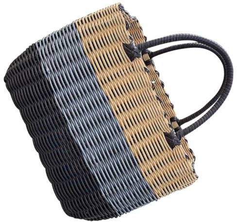 OHPHCALL Multi-functional Plastic Shopping Bags Baskets with Rustic Weaving Style, Practical and Easy to Carry Storage Basket for Home and Picnic Use, for Items and Fruits