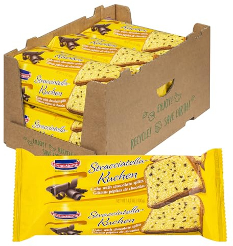 KuchenMeister Stracciatella Kuchen 400 g im 6er Pack - Saftiger Stracciatella Kuchen mit feinen Schokosplittern, leicht und locker im Geschmack (6 x 400 g)