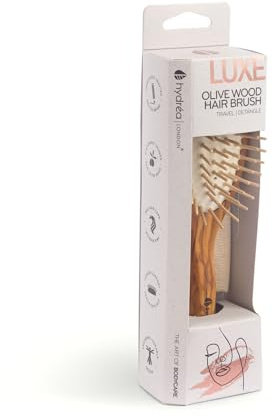 Antistatische Olive Holz Haarbürste mit Olivenholz Stifte- Reiseformat 17cm