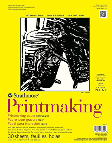 Strathmore 300 Series Glue Bound Printmaking Pad, Lightweight, 11 X 14 inches, White, 30 Sheets (333-11)