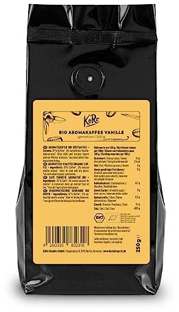 KoRo - Café Bio à la vanille 250 g - Café torréfié de haute qualité, moulu à partir de grains 100% Arabica, à l'arôme fin de vanille, sans arômes artificiels.