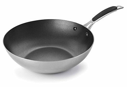 Lacor 53829 - Wok Antiadherente Trimetal, 28 cm Inox 18/10, Gris