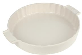 PEUGEOT - Runde Tarteform aus Keramik - 33 cm x 28 cm x 5,4 cm - Fassungsvermögen: 2,2 L - 10 Jahre Garantie - Ecru