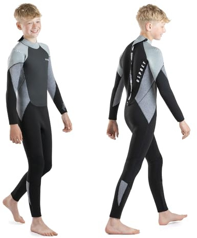 Osprey Muta Invernale per Ragazzi a Lunghezza Intera, 5 mm, in Neoprene, per Surf, Bodyboard, Zero, Grigio