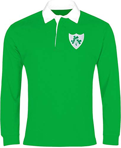 Old School Football Irland 1970er Rugby-Shirt, langärmelig, besticktes Logo, Größe S