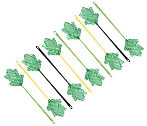 FACKELMANN Fliegenklatsche Frosch Tecno, Insektenschutz mit Aufhängöse (Farbe: Gelb, Grün, Schwarz - Nicht frei wählbar), Menge: 1 x 10er Set