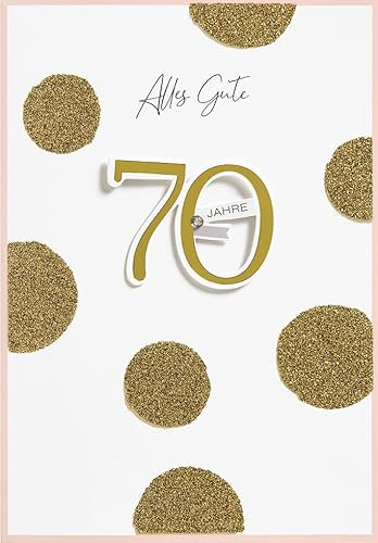 Perleberg Geburtstagskarte Zahlenkarte Alles Gute - edle Karte zum 70. Geburtstag mit Umschlag - schöne Geburtstagskarten 11,6 x 16,6 cm - Karte Geburtstag für eine gelungene Überraschung