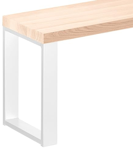 LAMO Manufaktur Sitzbank Esszimmer Holzbank 30x120x47 cm, Möbelfüße Simple Weiss/Roh, LSB-01-A-001-120-9016S