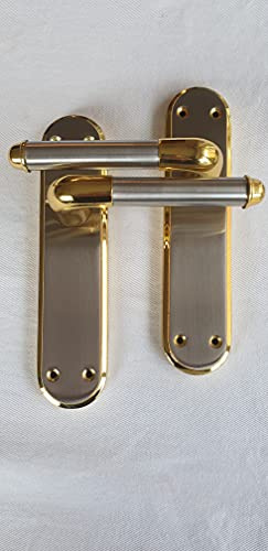 Haven Heritage Door Handles Interior Lever Latch Marina Deluxe Sleek Modern Duo Two Tone (Polished Brass/Satin Nickle)