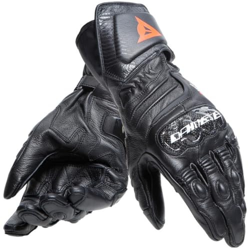 Dainese - Carbon 4 Long Lady Gloves, Guantes Moto Largos, Deportivos, en Piel, con Protecciones de Carbono en los Nudillos, Mujer, Negro/Negro/Blanco, XL